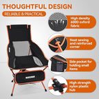 MARCHWAY Lightweight Folding High Back Camping Chair with Head Support, Stable Portable Compact for Outdoor Camp, Travel, Beach, Picnic, Festival, Hiking, Backpacking (Highback Orange)