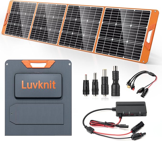 Upgraded 200W Portable Solar Panel for Power Station Generator, 18V Foldable Waterproof IP65 Solar Cell Charger with Adjustable Kickstand and MC-4 Cable for Laptop Outdoor Camping Boat Lawn RV Trip