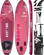 Flypark 11'x34 Inflatable Paddle Boards, Extra Wide SUP for 420lbs/3Adults, Yoga Stand Up Paddle Board, 110L Backpack, 15 D-Rings, Shoulder Strap, US-Fin, 2-Action Pump