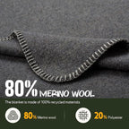 Merino Wool Blend Camping Blanket Ultra Warm, Moisture Wicking, Portable Outdoor Blanket for Camping, RV Trips, Adventures, Picnic, Bushcraft Survival Kits, Large 86"x62"