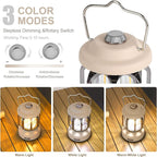 Rechargeable LED Camping Lanterns, 2000mAh Vintage Camping Lights Battery Operated Rechargeable , Hanging Retro Metal Hiking Tent Lamp for Emergency, Hurricane,Decoration,Home,White,1 Pack