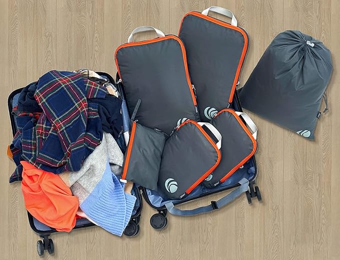 Cipway Compression Packing Cubes Set, Ultralight Expandable Travel Packing Organizers for Carry on Luggage (Grey 6pcs)
