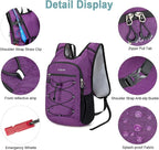 BOVIP Lightweight Hydration Back,15L Multipurpose Hiking Backpack with 1.5L Water Bladder ,Hydro Water Daypack for Cycling Hiking Rave for Men Women