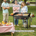 3 Burner Propane Burner, 225,000 BTU High Pressure Propane Stove with Windscreen ＆ Side Shelves, Outdoor Propane Gas Stove with 0-20 PSI Regulator for Camping, Backyard, Outdoor Cooking