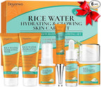 DOYEEWO Skin Care Set,6Pcs Women Teen Glass Skincare w/Korean Rice Extract,Hydrate Glow Repair Anti-Aging Facial Routine Kit Self Care Gifts for Women Mom Wife Teenage Girl Valentines Christmas Gifts