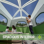 Happy Travel Tent 6 Person Tents for Camping, Waterproof Easy Setup Camping Tent with Rainfly, Portable Large Family Cabin Tent with 5 Large Mesh Windows and Carry Bag for Outdoor Camping & Hiking