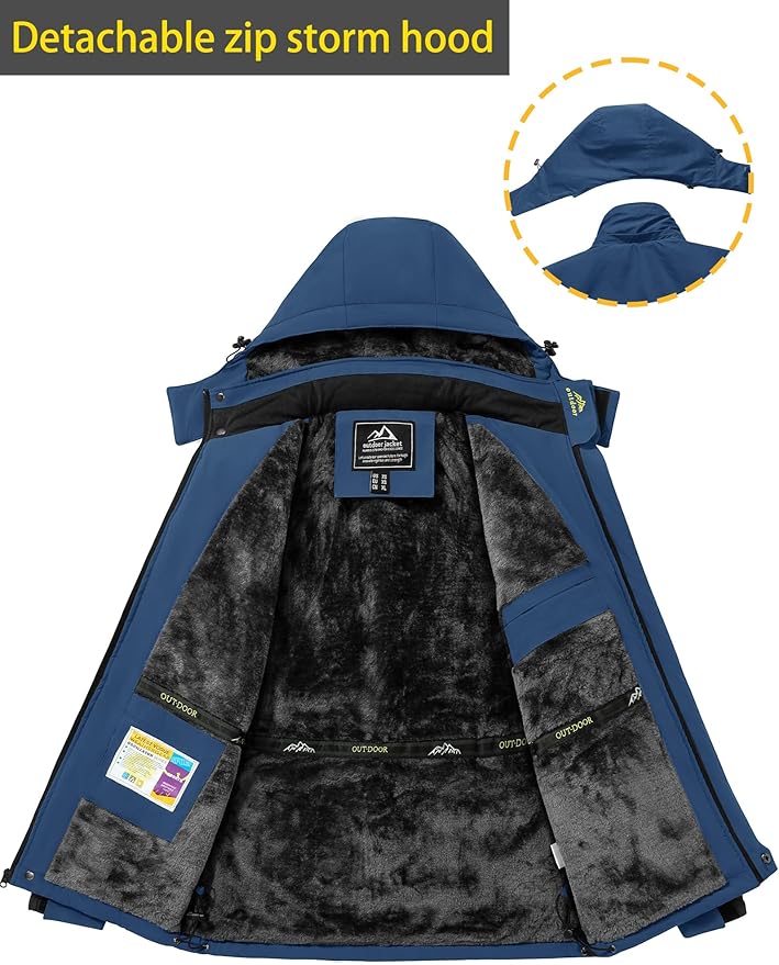 TACVASEN Men's Winter Ski Jacket Waterproof Snow Coats Snowboard Fleece Lining Jacket Warm Parka with Hooded