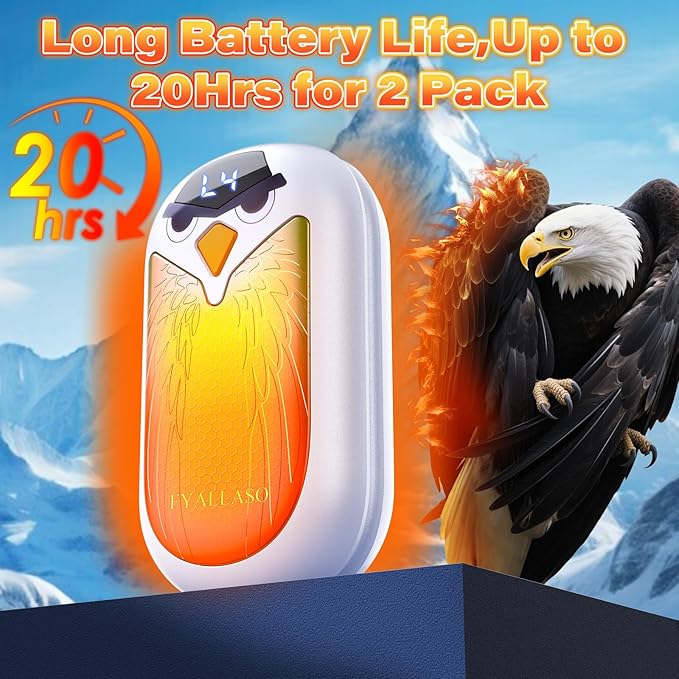 Magnetic Hand Warmers Rechargeable 2 Pack, Electric Reusable Heated Hand Warmer, LED Display & 4 Levels Heating, USB Pocket Heater for Golf, Raynauds, Camping, Hunting Gear, Gifts for Women, Men