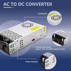 110V 120V to 12V Converter 30A 360W, AC to DC 12V Power Supply, 110V AC to 12V DC SMPS Voltage Transformer for LED Strip Light, 3D Printer, CCTV, Motor, Pump, Air Compressor (12V-30Amp-360W, 12V)