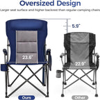 ALPHA CAMP Heavy Duty High Back Camping Chairs with Cup Holder Oversized Folding Chair Outdoor Chair with Headrest,Lawn with Side Pocket for Lawn, Sports and Fishing, 500lbs