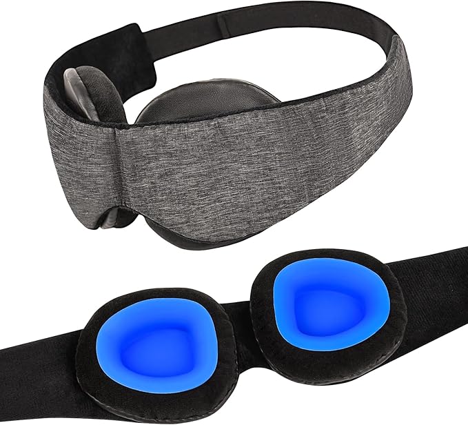 Sleep Mask for Dry Eyes – 100% Blackout Eye Mask & Moisture Goggles – Adjustable Hydrating Sleeping Mask for Men & Women, Soft & Comfortable – Great for Travel & Shift Work, Gray