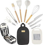 Camping Accessories Kitchen Cooking Utensils Set - Portable Outdoor Camp Cookware Set, Silicone Camper Essentials Gear Must Have Supplies for Travel RV BBQ Grill Picnic Hiking