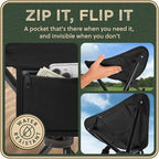 Foldable Tripod Stool - Ultra Portable Seat for Tall People, 20” High - Hunting Chair & Hidden Zippered Pocket - 2 lb Camping Stool, 3 Legged Strong Steel Stool Holds up to 200 lb (Black)