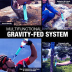 SimPure Gravity Water Filter, Portable Gravity-Fed Water Purifier with 3L Bag, Tree Strap, BPA Free Survival Gear and Equipment for Camping Hiking Emergency Preparedness