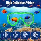 U PHITNIS Kids Snorkel Set for Age 4-14 - Dry Top Snorkeling Gear for Kids Junior & Youth - Childs Diving Mask with Big Eyes for Boys Girls - Anti-Fog Snorkeling Mask and Snorkel Set
