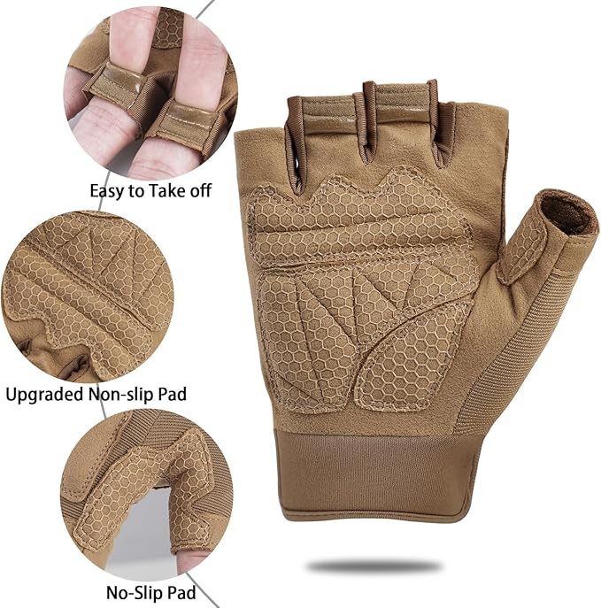 FIORETTO Fingerless Gloves, Half Finger Gloves for Driving, Cycling, Shooting, Hunting, Motorcycle, Climbing, Outdoor Work 215801