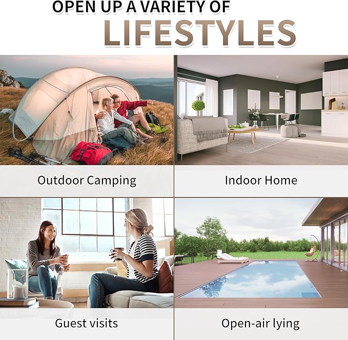 Naturehike Narrow King Size Air Mattress with Electric Built-in Pump, 79 * 71in Extra Wide Inflatable Mattress for Home, Camping, Guests, Travel, Morning View Series