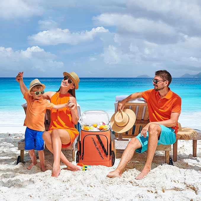 Maelstrom Backpack Cooler,36 Can Cooler Backpack,Soft Cooler Bag Insulated Leakproof,Lightweight Ice Chest Backpack,Travel Cooler Lunch Backpack for Camping,Hiking,Beach,Orange