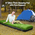 OGERY Sleeping Pad for Camping, 6" Extra-Thick Reinforced Camping Sleeping Pad with Pillows & Built-in Foot Pump, Ultralight Self Inflating Air Mattress Mat for Tent Hiking Essentials Gear