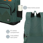 Swissdigital Design Big Student Laptop Backpack with Fun Personalized Patches For College Boy & Girl, Middle High School Teen Bookbag Cool Travel Daypack Green - Includes 3 Patches | SD1718-22
