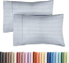 Queen Pillow Cases Set of 2 - Ultra Soft Hotel Quality Pillowcase Covers - Comfy Cozy Bedding for Women, Men, Kids & Teens - Machine Washable Pillow Protectors - 2 Pieces Set - Queen Size Blue Stripes