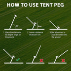 Eurmax USA Galvanized Non-Rust Camping Family Tent Pop Up Tent Stakes Canopy Anchors Heavy Duty 10pc-Pack, with 4x10ft Ropes & 1 White Stopper