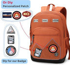 Swissdigital Design Big Student Laptop Backpack with Fun Personalized Patches For College Boy & Girl, Middle High School Teen Bookbag Cool Travel Daypack Orange - Includes 3 Patches | SD1718-33
