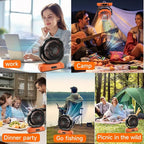 Camping Fan Rechargeable Portable Fan 12-Inch, 40000mAh Battery Powered Fan with LED Light, Digital Display, Timer, 6 Wind Speeds Cordless USB Desk Fan for Tent, Travel (Orange)