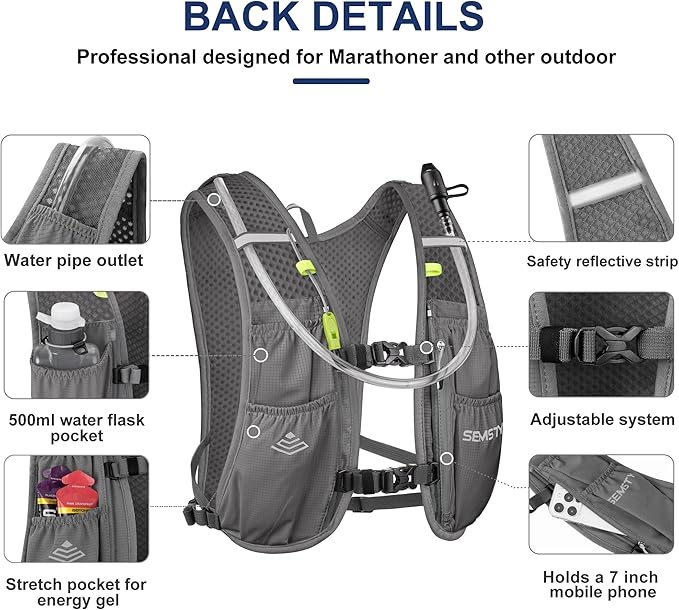 Running Hydration Vest 5L,Running Vest Pack with 1.5L Water Bladder,Lightweight Water Backpack for Hiking Running Cycling