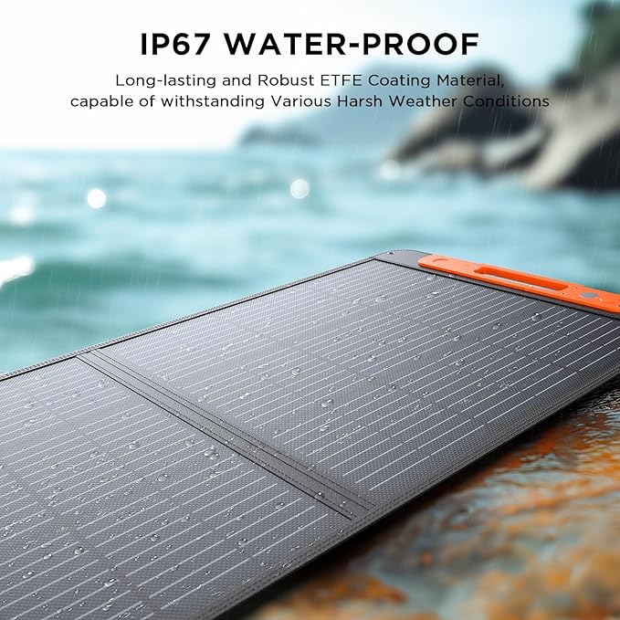 Upgraded 200 Watt Portable Solar Panel with Solar Angle Guide,20V Foldable Solar Charger for Power Station,23.5% High Efficiency IP67 Waterproof 4 Adjustable Kickstands for Camping RV Hurricane
