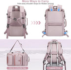 PIJUSHI Carry on Travel Backpack for Women Convertible Duffel Bag Backpack Large Luggage Rucksack Fit 16 Inch Laptop(PE039 Light Purple)