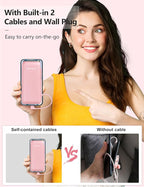 Portable Charger Power Bank with Built-in Cable & AC Plug, 10000mAh Fast USB-C Charger, Slim Mini Battery for iPhone 16/15/14/13/Pro/Max & All USB-C Devices