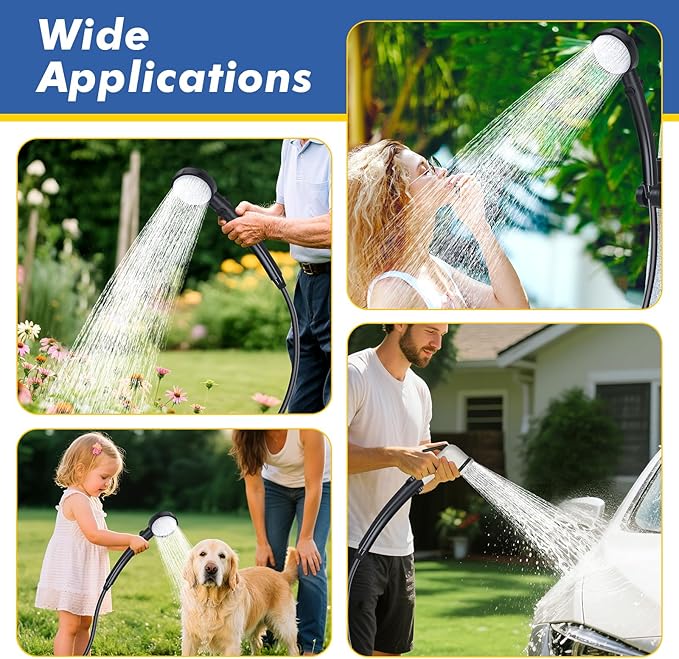 Fohil Portable Shower for Camping, 6000mAh Rechargeable Portable Outdoor Shower with Digital Display, IPX7 Waterproof Outdoor Camp Pump for Camping, Beach, Hiking, Travelling, Pet Cleaning