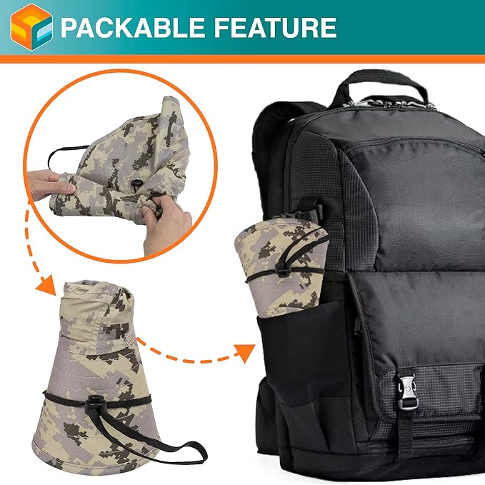 SUN CUBE Wide Brim Sun Hat with Neck Flap, UPF50+ Hiking Safari Fishing Hat for Men Women, Sun Protection Beach Hat