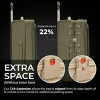 Briggs & Riley 29" Large Expandable Spinner - Checked Luggage for Travel, Suitcases with Wheels, Softside Rolling Bag for Men & Women, Self-Repairing Zipper - Baseline Collection, Olive