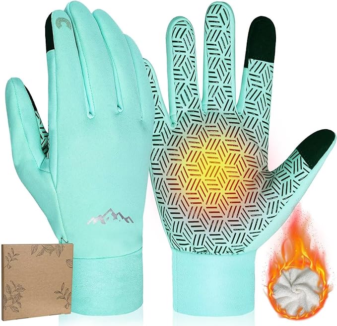 Pixel Panda Winter Gloves for Men Women Warm Touchscreen Gloves for Cold Weather Thin Water-Resistant Windproof Non-Slip Gloves for Cycling, Driving, Running, Hiking