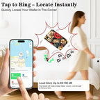 Wallet Tracker Card (iOS Only), Rechargeable Bluetooth Smart Tracking for Apple Find My Compatible Anti Tracker for Men Women Slim Item Locator for Purse Passport Key Luggage Tag (1Pcs/Golden FLR)