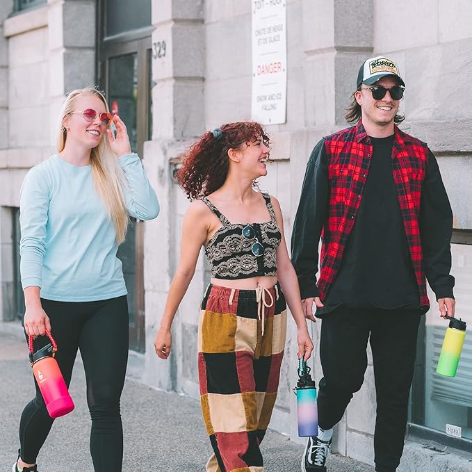 Farsea Insulated Water Bottle With Paracord Handle, Protective Boot and 2 Lids (Straw Lid & Spout Lid), Stainless Steel Water Bottle Wide Mouth, Double Wall Sweat-Proof BPA-Free, 18 oz