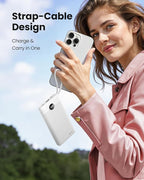 Portable Charger Compatible with iPhone 17, 10000mAh Slim Power Bank with Built-in Cables, External Battery Pack 5 Outputs 2 Inputs LED Display Compatible with iPhone/Android & More (White)