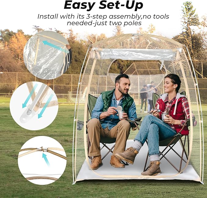 All Weather Proof Pod Sports Pod,540°View Weather Tent,1-4 Person Instant Tent with Sealed Floor,Outdoor Screen House with Carrying Bag,Screen Room for Sport Event,Camping,Fishing