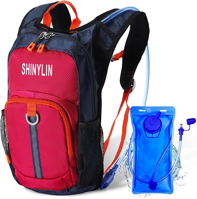 Kids Hydration Backpack with 1.5L Water Bladder Hiking Backpack Lightweight for Boys or Girls Children Biking Climbing Running Cycling