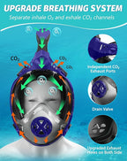 Full Face Snorkel Mask- Snorkeling Gear for Adults with Safe Dry Top Breathing System, Latest Foldable Panoramic View Snorkeling Mask for Men and Women, Anti Fog Anti Leak
