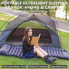 Camping Sleeping Pad - Ultralight Sleeping Mat with Pillow Built in Foot Pump Inflation Sleeping Pad for Hiking Traveling Camping Mountaineering Cycling