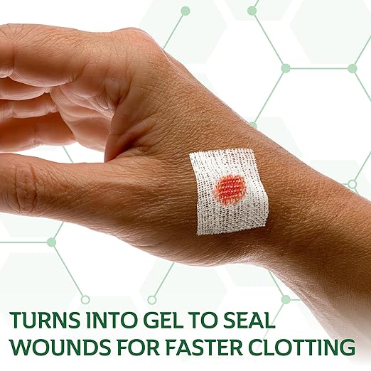 CURAD BloodStop Wound Dressing, 1” x 1”, Hemostatic Gauze Helps Stop Bleeding Quickly, For Cuts, Abrasions or Nosebleeds, 10 Count