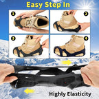 Non-Slip Ice Cleats Snow Grips, Strong Traction Crampons 11 Steel Studs, for Shoes and Boots, Snow Ice Walking