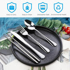 Portable Silverware Set with Case, Lengnoyp Travel Camping Utensils Set, Premium Stainless Steel Travel Cutlery Set