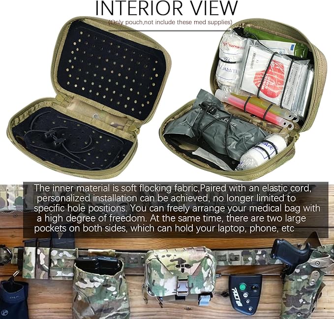 Ifak Pouch-Rapid Deployment Tactical MOLLE Trauma Kit Pouches, Quick Release Tear-Off Medical First Aid Kit Organiser with Red Immediate Identify for Emergency Surviva Activities.