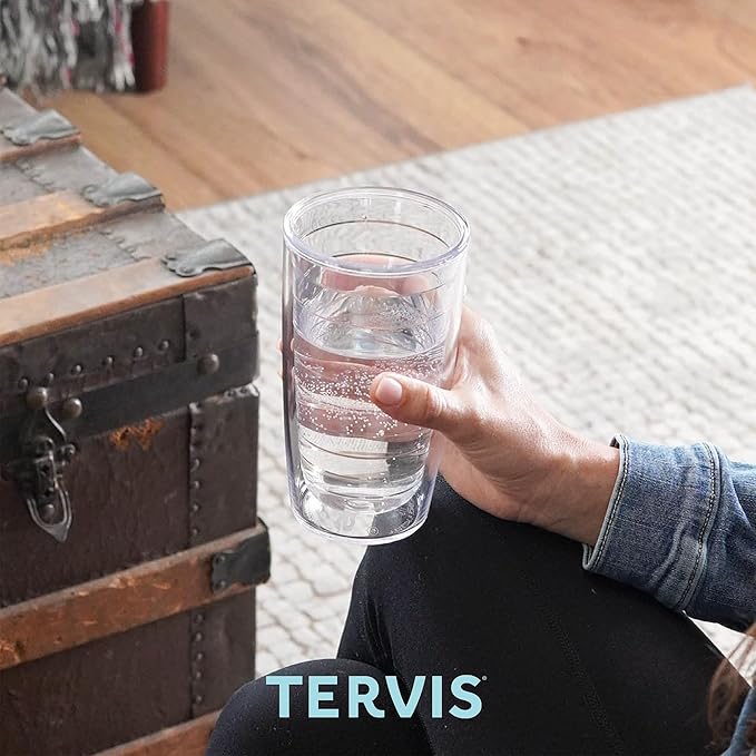 Tervis Clear & Colorful Tabletop Made in USA Double Walled Insulated Tumbler Travel Cup Keeps Drinks Cold & Hot, 16oz, Quartz