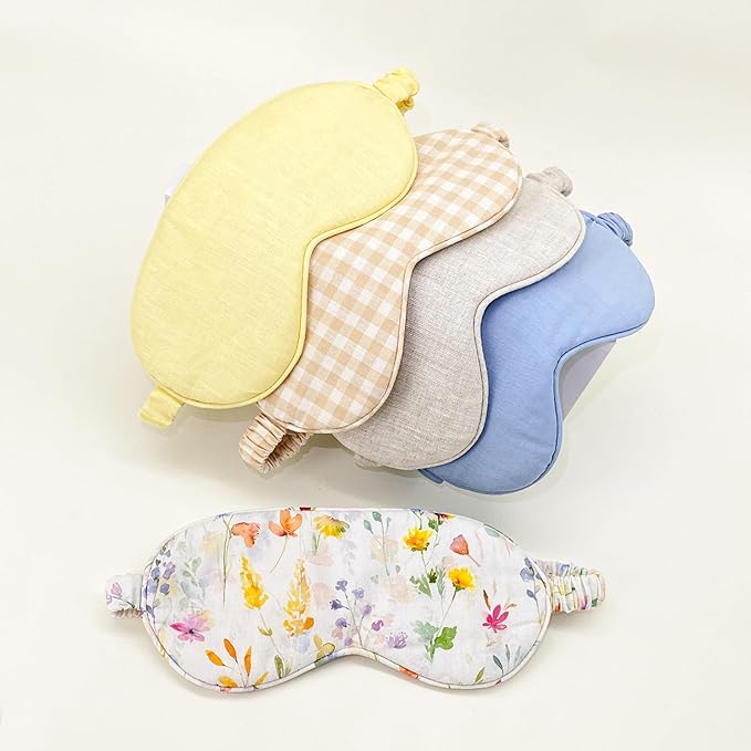 Sleep Mask Pure Cotton Eye Mask with Elastic Band,Comfort Sleeping Shade for Nighttime Sleeping, Traveling & Napping,Side Sleeper Eye Cover Cooling with Travel Bag Gift Package(Floral)