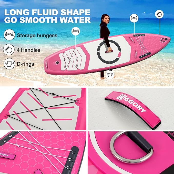 Inflatable Paddle Board,Stand Up Paddle Board Set, Extra Wide SUP Board with Removable Fin, Floating Paddle, Hand Pump, Waterproof Phone Pouch,Traveling Board